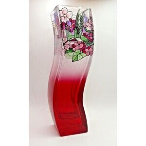 Joan Baker Designs Hand Painted Hummingbird Hydrangea Vase Used